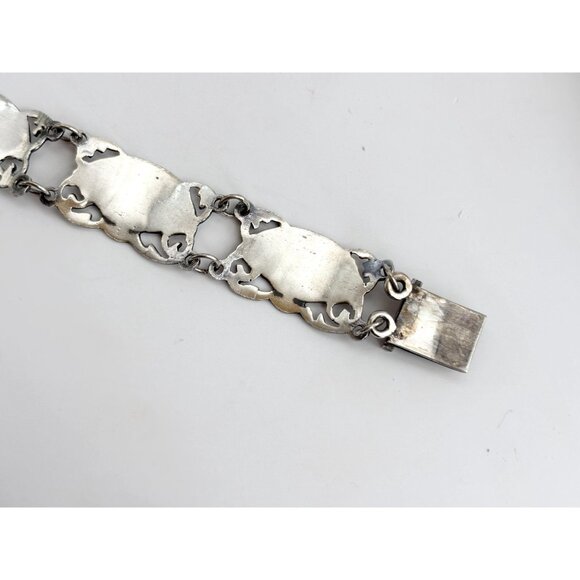 Siam Sterling Black Niello Enamel Fan Shaped Mekkalah Vintage Thai Bracelet - Picture 16 of 16